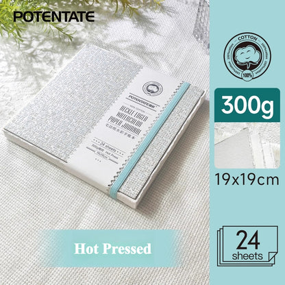 POTENTATE Cotton Fringed Watercolor Notebook 300g Hot/Cold Pressed Specific Watercolor Paper Drawing Book for Art Student