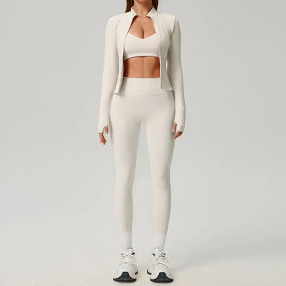Fitness Suit 2PCS Women Tracksuit Sports Zipper Long Sleeve Yoga Set Gym Clothes Flared Pants Sportswear Female Workout Clothes