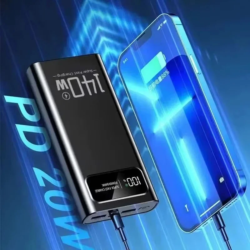 Lenovo 500000mAh High Capacity Power Bank 140W Super Fast Charging Battery Pack LED Digital Display Powerbank For Xiaomi IPhone