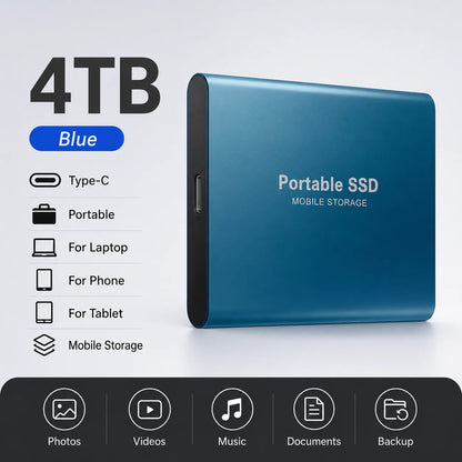 Space Efficient External Hard Drive 2TB Portable Mobile Hard Disk for Family Daily Photo Saveing PC Laptop