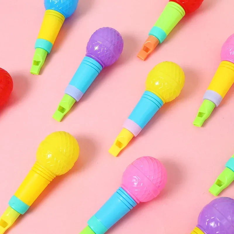 20Pcs Colorful Plastic Microphone Whistles Noise Maker Toy for Kids Birthday Party Favors Goodie Bag Pinata Filler School Reward