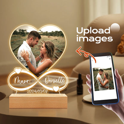 Personalized Photo Frame with Night Light, Customized Picture Frame, Personalized Anniversary Couple Gifts for Women Girlfriend