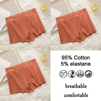 3Pcs Women Cotton Safety Short Seamless Boxer Briefs High Waist Soft Skin Friendly Ladies Anti-Ride Leggings Under Dress Panties
