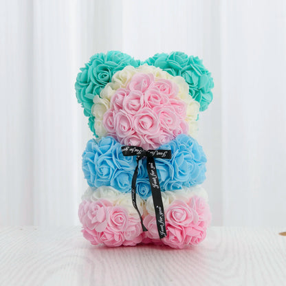 Rose Flower Bear Hand Made Rose Teddy Bear Gifts for Women Valentine's Day Mothers Day Wedding Anniversary