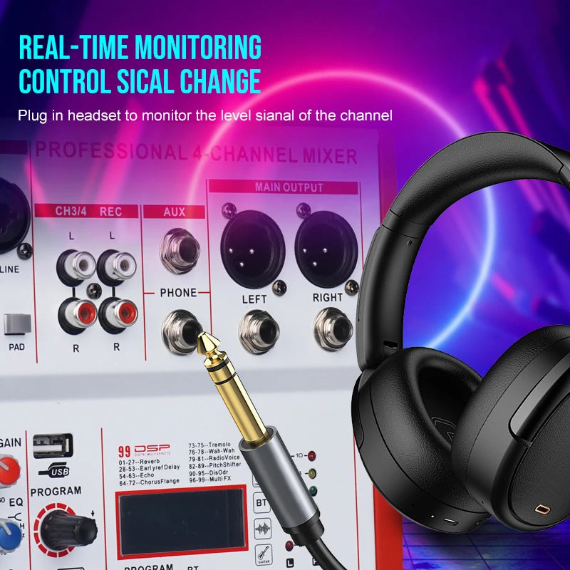 MW4 Professional 4 Channel Audio Mixer | 99 DSP Effects, +48V Phantom Power, USB Sound Console for Live Streaming, Karaoke, Studio Podcast