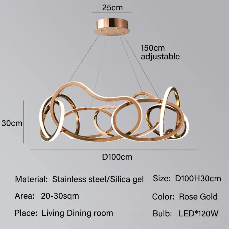 Modern Rings Pendant Lights Black&Golden for Living Dining Room Bedroom Ceiling Chandelier Lamps Indoor Hanging Lighting Fixture