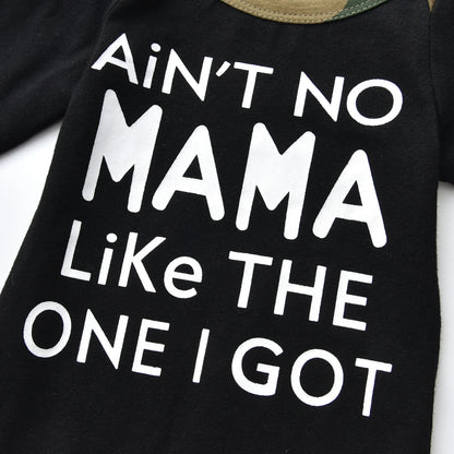 Newborn Baby Boy Clothes Long Sleeves Letter Print Romper Camouflage Long Pants Hat 3pcs Outfits Set