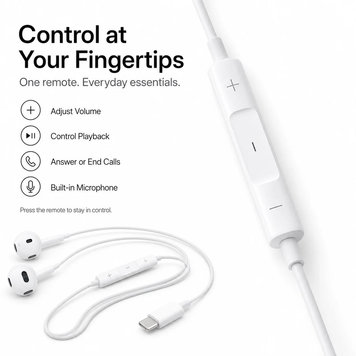 Official Apple EarPods Wired Earphones 3.5mm Lightning USB-C Connector with Mic Volume Control for iPhone iPad Mac