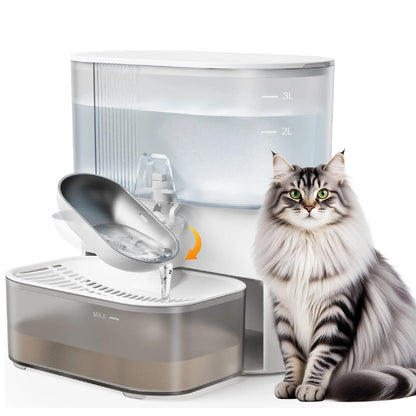 3LSmart Timed Water Dispenser for Cats & Small Dogs, Automatic Pet Fountain, Wastewater Separation Fresh Water, No Filter No APP