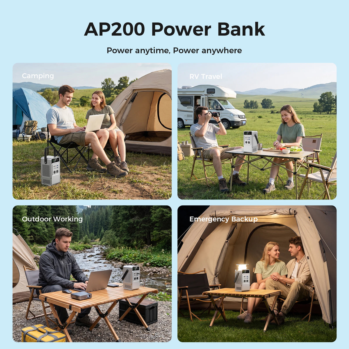 CTOLITY 200W Portable Power Station 192Wh Power Generator LED Light Emergency Solar Power Bank for Outdoor Camping Travel