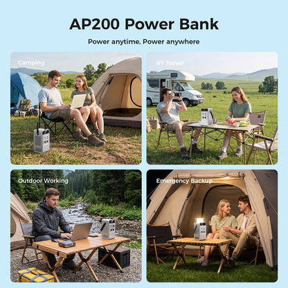 CTOLITY 200W Portable Power Station 192Wh Power Generator LED Light Emergency Solar Power Bank for Outdoor Camping Travel