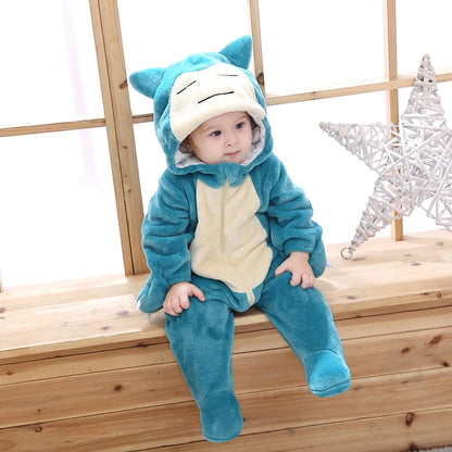 Kigurumis Baby Romper Cartoon Snorlax Onesie  Infant Winter Warm Animal Costume Outfit Cosplay Funny Costume Halloween Pijama