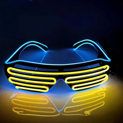 Fashion Wireless LED Glowing Glasses Cool Colorful Neon Glasses Glow-in-the-dark Double Colors Luminous Glasses Wedding Party