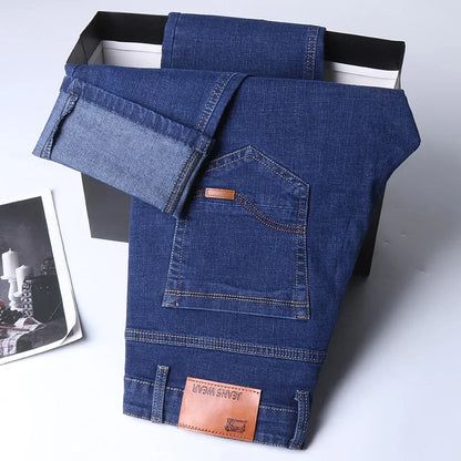 Men's Slim Fit Stretch Jeans | Classic Business Casual Denim | Black & Blue