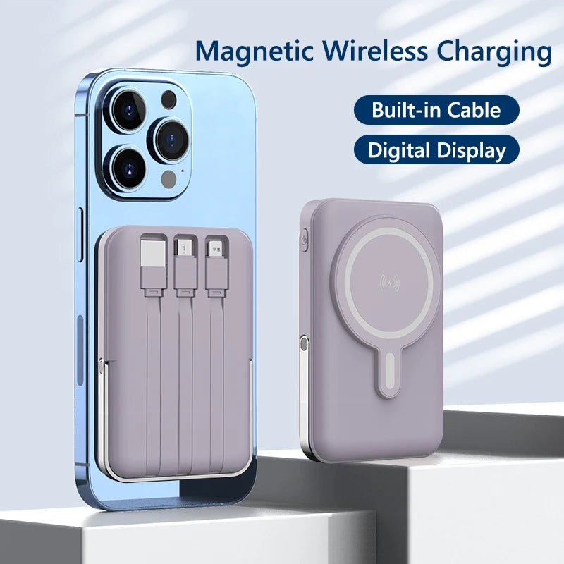 10000mAh Magnetic Wireless Portable Power Bank, 22.5W Fast Charging For All Smartphones, Mobile Power Supply With Back Clip & Foldable Stand Desktop Charger