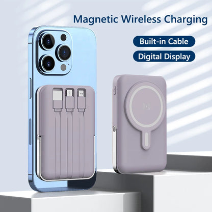 10000mAh Magnetic Wireless Portable Power Bank, 22.5W Fast Charging For All Smartphones, Mobile Power Supply With Back Clip & Foldable Stand Desktop Charger