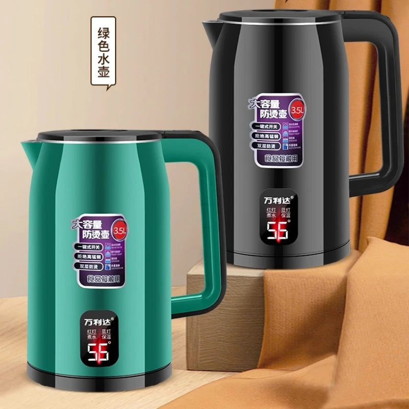 Electric Kettle 3.0L, Double-Layer Anti-Scald Design, Food-Grade Stainless Steel, 1500W Fast Boil, Insulated Handle