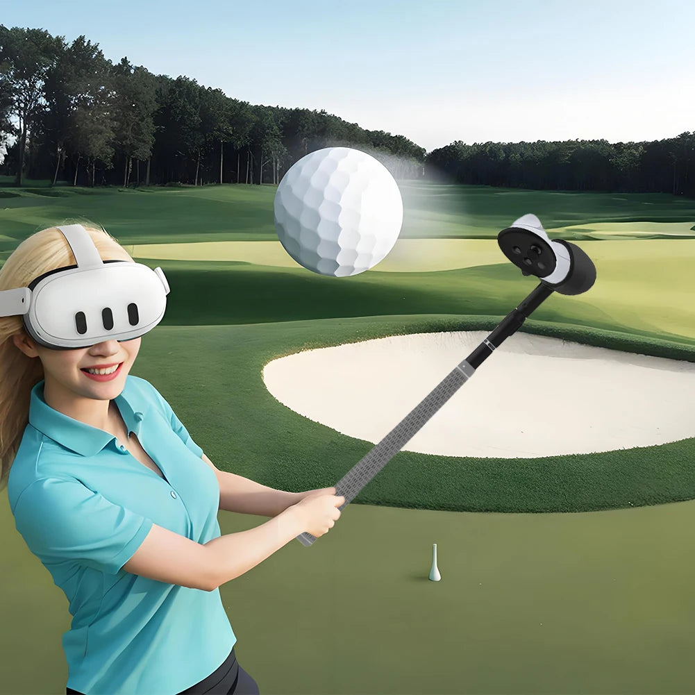 VR Golf Club Controller Extensions Non-Slip Realistic VR Golf Simulator Handle for Meta Quest 3S/Quest 3/Quest 2 Accessories