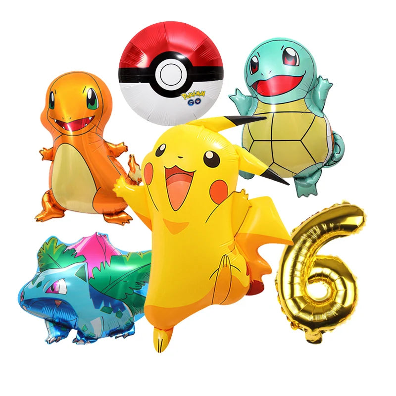 Pikachu Cartoon Balloon Garland Kit Lightning Foil Balloons Kids Birthday Party Supplies