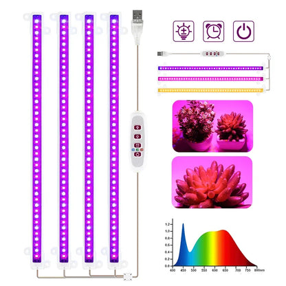 LED Grow Light 5V USB Plug Full Spectrum Led Bar Lamp for Plants High Luminous Efficiency 30cm for Grow Tent Greenhouses Flowers