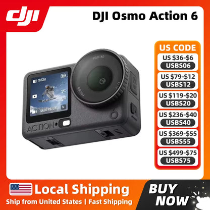 DJI Osmo Action 6 All-In-One Flagship Action Camera New 1/1.1-Inch Square Sensor Variable Aperture f/2.0-f/4.0 50GB Built-in Storage