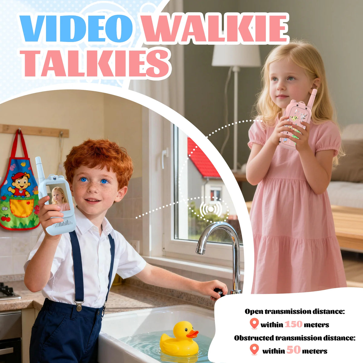 Video Walkie Talkies for Kids 1080P HD 2 Pack Rechargeable Toddler Toys for Outdoor Camping Travel Birthday Gfits