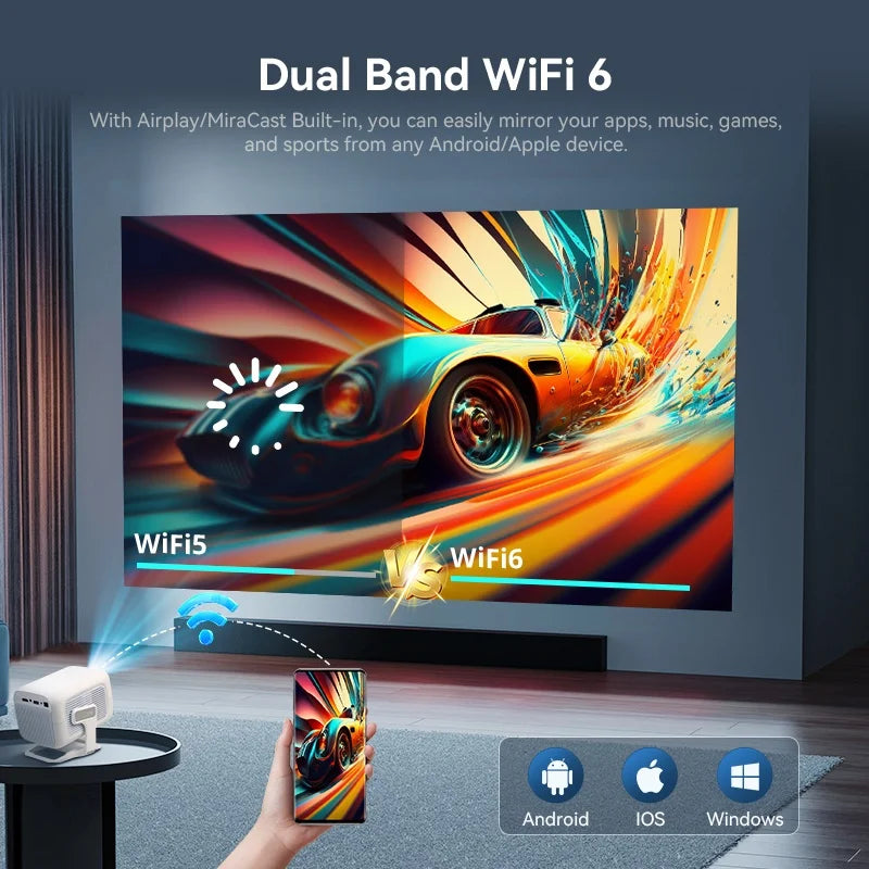 DITONG X3Plus HD Projector Native 1080P Support 4K WIFI6 BT5.4 Android Mini Portable Projector LED Home Theater Video Projector