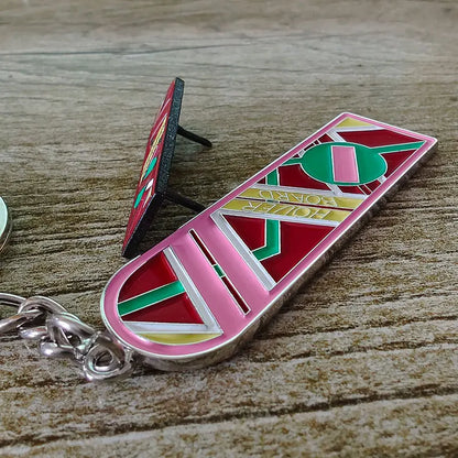 Back To The Future Enamel Pin Hover Board Lapel Pin Back To The Future Keyring Backpacks Briefcase Badge Brooch Fashion Jewelley
