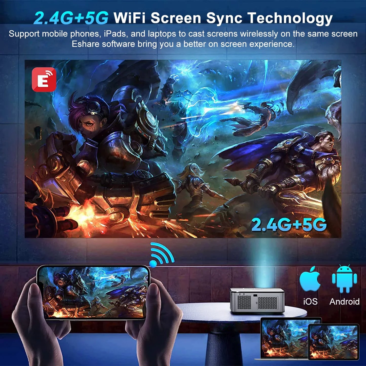 HORLAT T09MAX Google TV 4K Projector 40000Lumens WiFi6 BT5.2 Remote Auto Focus Native 1080P Full HD Home Theater Movie Projector
