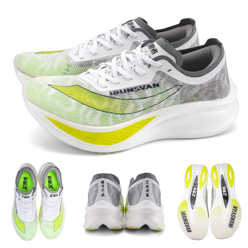 IRUNSVAN Nylon Carbon Plate Professional Marathon Running Shoes for Man Lightweight Cushioning Training Outdoor Sneakers Women