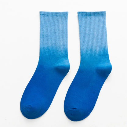 New Tie-Dye Gradient Color Crew Socks Mid-Calf Socks Unisex Fashion Daily Street Skateboard Socks Breathable Couple Sports Socks