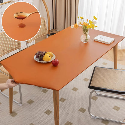 Waterproof Table Cloth Picnic Elastic PU Leather Fitted Edged Table Cloth Stretch Square/Rectangle Table Cover Wipe-Clean