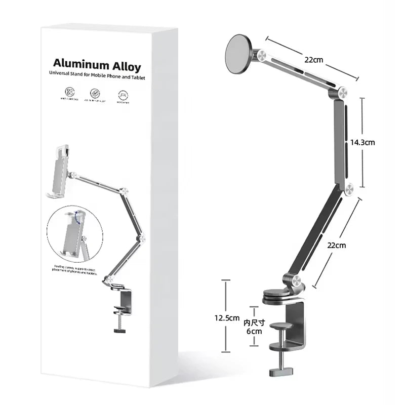 Magnetic Tablet Stand Holder Tablet Desk Mount Adjustable Foldable Tablet Arm Mount with 360° Rotate Base for iPad and IPhones