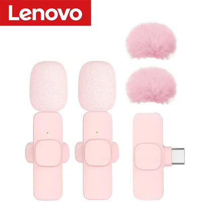 Lenovo 2026 Wireless Lavalier Microphone AI Noise Cancelling For iPhone Android Live Stream Gaming Vlog Plug & Play Receiver