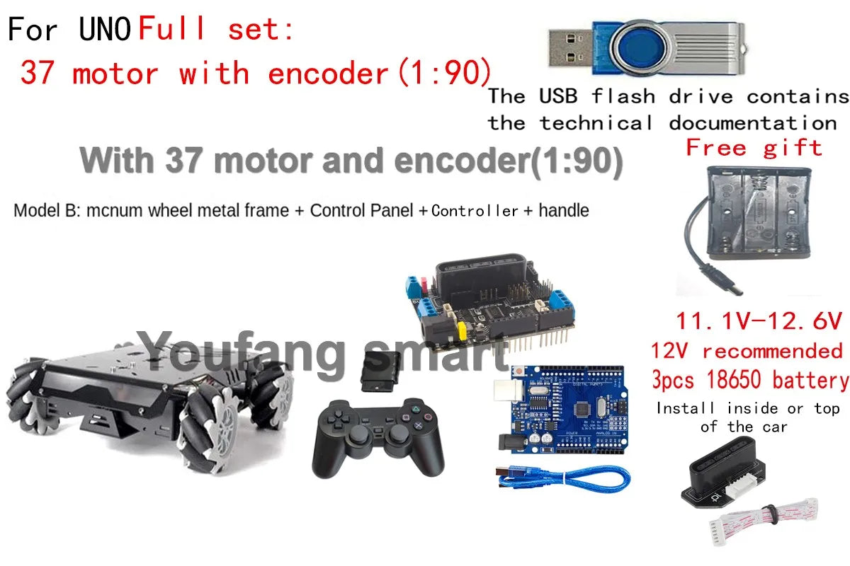 25Kg Load RC Tank V3 Mecanum Wheel Robot Car For Arduino Robot DIY Kit with Encoder Motor and Ps2 Handle Programmable Robot Kit