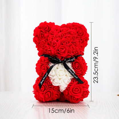 Rose Flower Bear Hand Made Rose Teddy Bear Gifts for Women Valentine's Day Mothers Day Wedding Anniversary