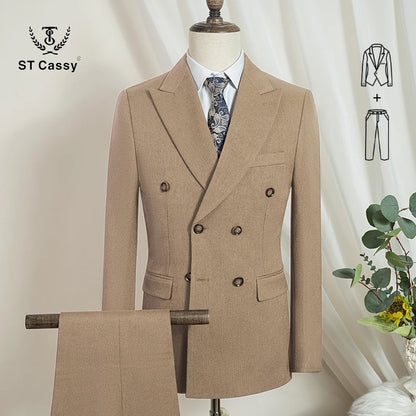 ST Cassy High Quality Elegant Man Suit 2 Piece Set Party Outfit Modern Wedding Dinner Suit for Men Stylish Business Office Suit
