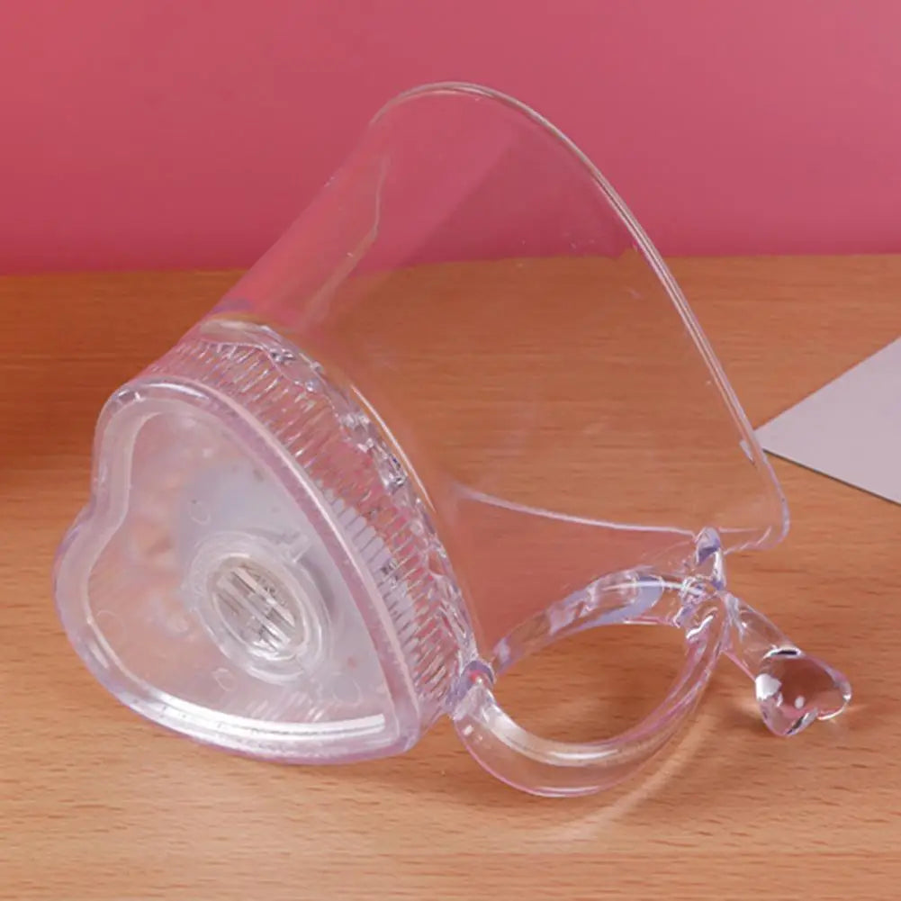 260ML Glowing Cup Transparent Acrylic Mug Luminous Heart-shaped Drinking Cup for Bar Night Club Parties