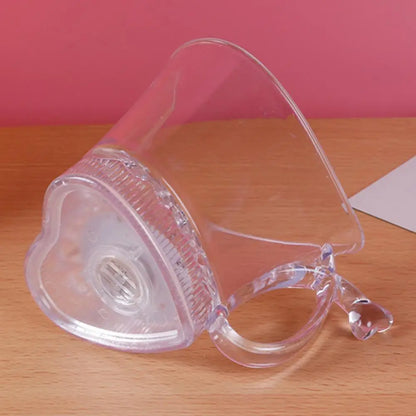 260ML Glowing Cup Transparent Acrylic Mug Luminous Heart-shaped Drinking Cup for Bar Night Club Parties