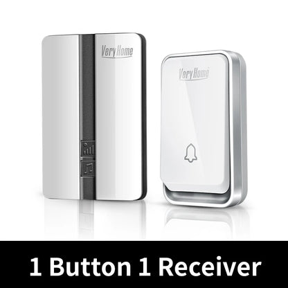 VeryHome Wireless Doorbell Waterproof Self-powered Button Smart Door Bell Sets Home Welcome Outdoor House Chimes  Receiver