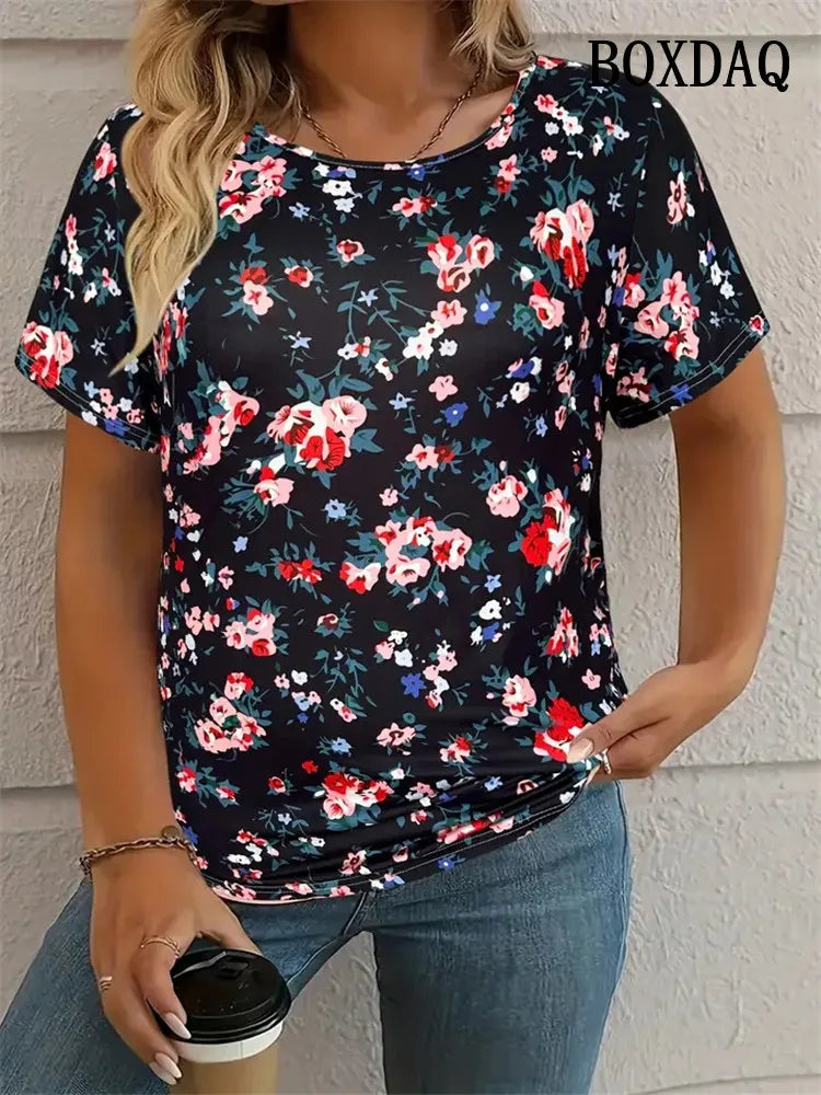 Tie Dye Striped Print T Shirt For Women 2025 Summer Clothes Fashion Round Neck Loose Short Sleeve Tee Shirt Plus Size Casual Top