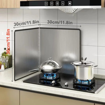 Foldable Stainless Steel Kitchen Splatter Guard Anti‑Oil Splash Baffle Heat Resistant Cooktop Shield for Oil Spatter Protection