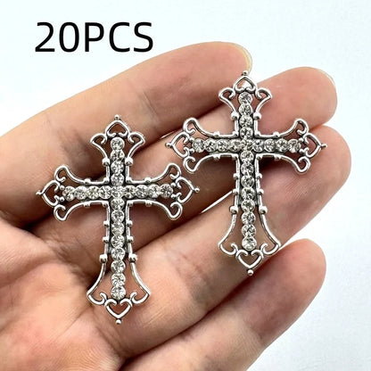 5/20PCS Alloy Accessories: Customized Full-Diamond Large Cross Rhombus Pendant DIY Handmade Keychain Bag Hanging Ornament