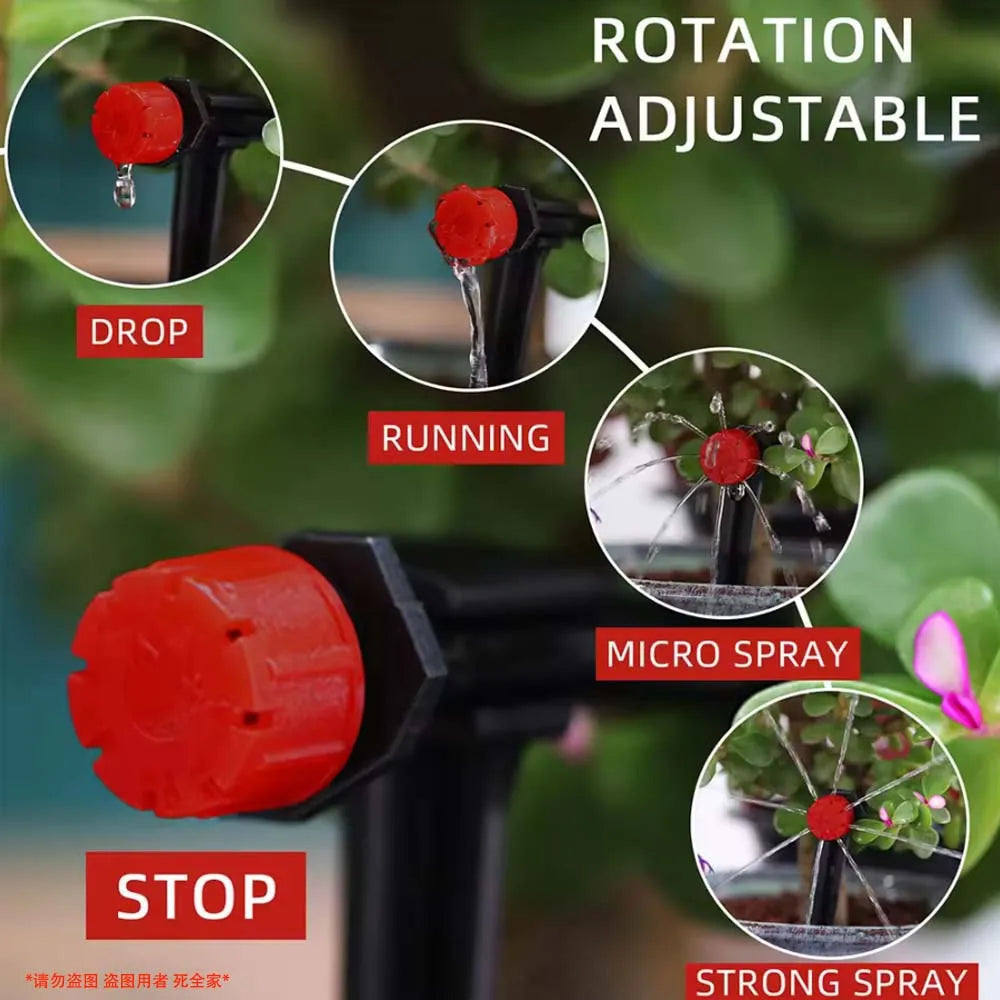 30-5m Garden LCD Button Timer Irrigation Set 0-80L/H Rotating Adjustable Nozzle Intelligent Display Automatic Watering System