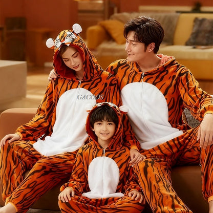 Kids Capybara Onesies Adults Sleepwear Women Men Flannel Cartoon Animal Pajamas Chidlren Christmas Family Performance Jumpsuit