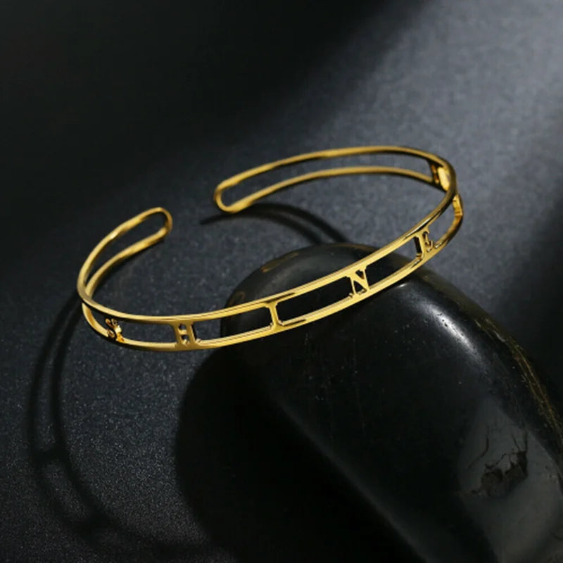 Personalized Name Bracelet for Women Men Custom Jewelry Stainless Steel Customized Bangle Gold Color Arabic Name Birthday Gifts