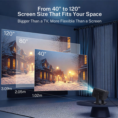 LYNCast  Smart Projector, Native 1080P, 4k Decoding, APP Control, BT5.4, WIFI6, L018, Android14, 270° Rotate Portable, Home Theater, Perfect for TV Series, Movies, Gaming, Anime, Sports, K-Dramas, Concerts, Portable Projecto