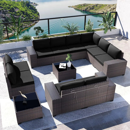 12 Piece Patio Furniture Set, Outdoor Wicker Sectional Sofa, Customized