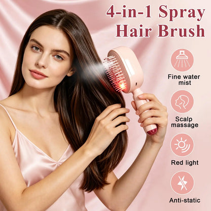 Electric Spray Hair Straightener Comb Electric Steaming Air Cushion Massage Hair Brush Rechargeable Detangling Steam Brush