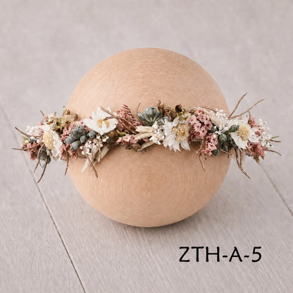 Floral Newborn Headbands for Photography Props Handmade Infant Girl Flower Wreath Baby Headband Newborn Photoshoot, Accessories